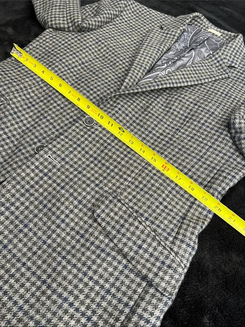 100% Wool Joseph Abboud Houndstooth Sport Coat - Gray & Blue